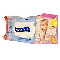 Дитячі вологі серветки Superfresh з клапаном 120 шт.