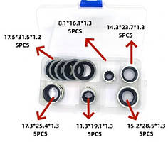 Набір кілець металорезинових (30 шт) для автокондиціонерів (6 типів)