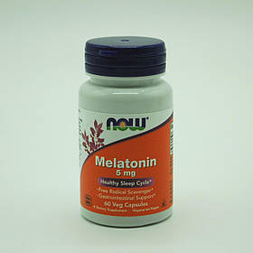 Мелатонін, Melatonin, Now Foods, 5 мг, 60 капсул
