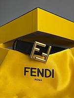 Жіночий ремінь Fendi Black/Gold Leather Belt