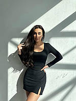 Платье женское с корсетными завязками и разрезом на бедре, рубчик мустанг 42-46 "BLABLADRESS" Sin824-1513