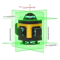 Лазерний 4D 16-лінійний зелений рівень, самовирівнювальний інструмент для вимірювання перетину ліній на 360, фото 3