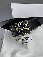 Жіночий ремінь Loewe Anagram Belt in Pebble Grain Calfskin Black/Gold