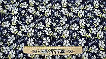 Костюмний креп колір темно-синій "Квітковий мотив"