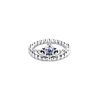 Настоящие кольца из стерлингового серебра 925 пробы для женщин, синяя тиара Золушки 17,5