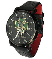 Часы мужские наручные черные Пограничная Служба Украины, именные часы, ГПСУ, часы подарок, часы с календарем