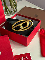 Жіночий ремінь Diesel Slim Glittery Belt With Oval D Buckle Gold