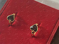 Женские серьги-конго (кольца) позолоченные Xuping с черной эмалью и позолотой 18К В бархатном Футляре