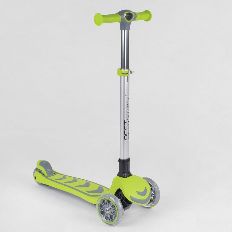 Триколісний складаний самокат для дітей Best Scooter BS-46987 Салатовий Самокат з колесами що світяться