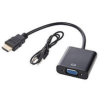 Адаптер переходник с HDMI на VGA 1080 p FHD декодер конвертер с аудио mini jack