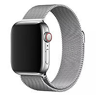 Металлический серебристого цвета ремешок для умных смарт-часов Smart Watch 42/44мм "Миланская петля"