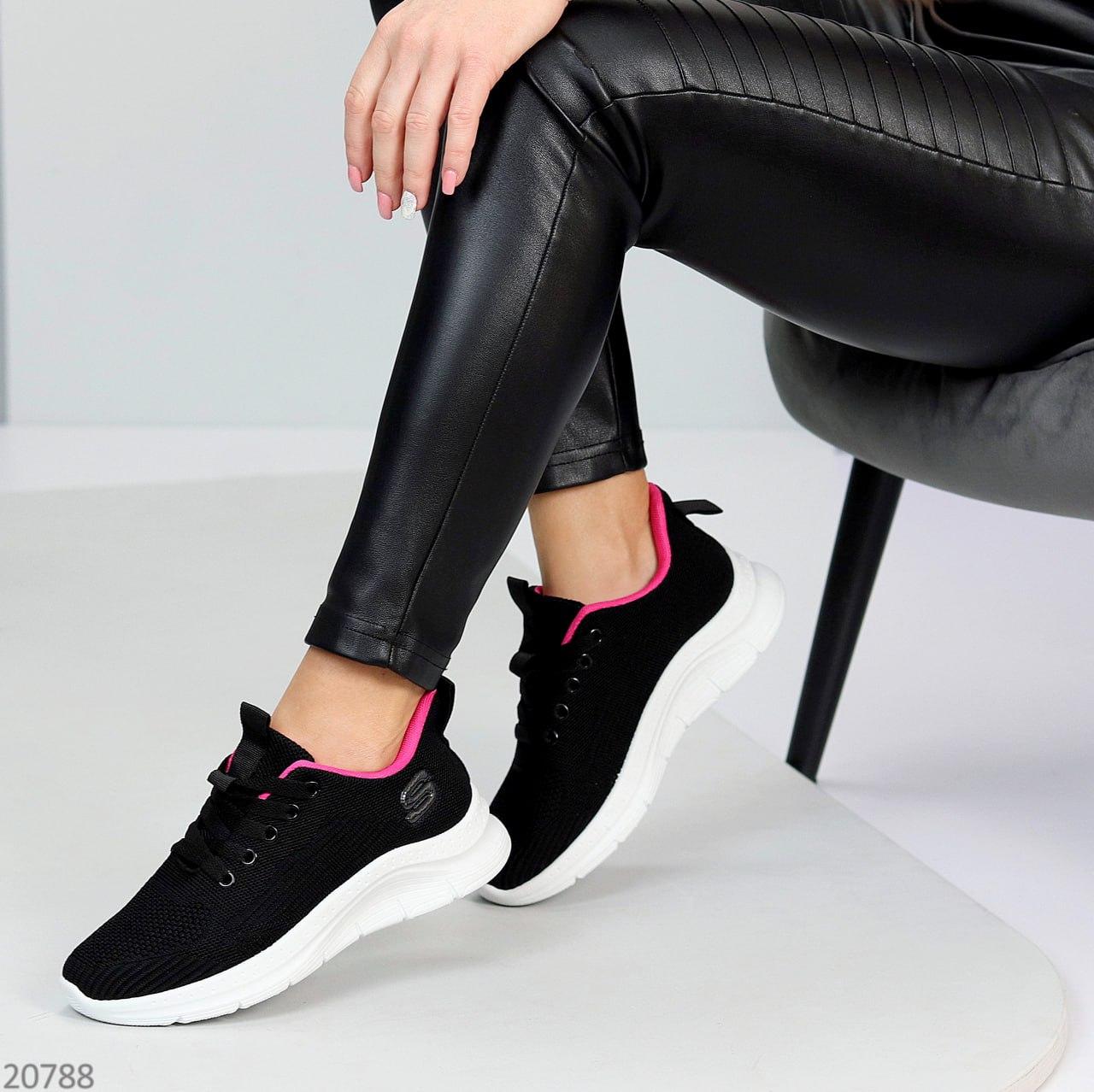 Стильні чорні жіночі спортивні текстильні кросівки, легкі бігові кросівки з текстилю на весну