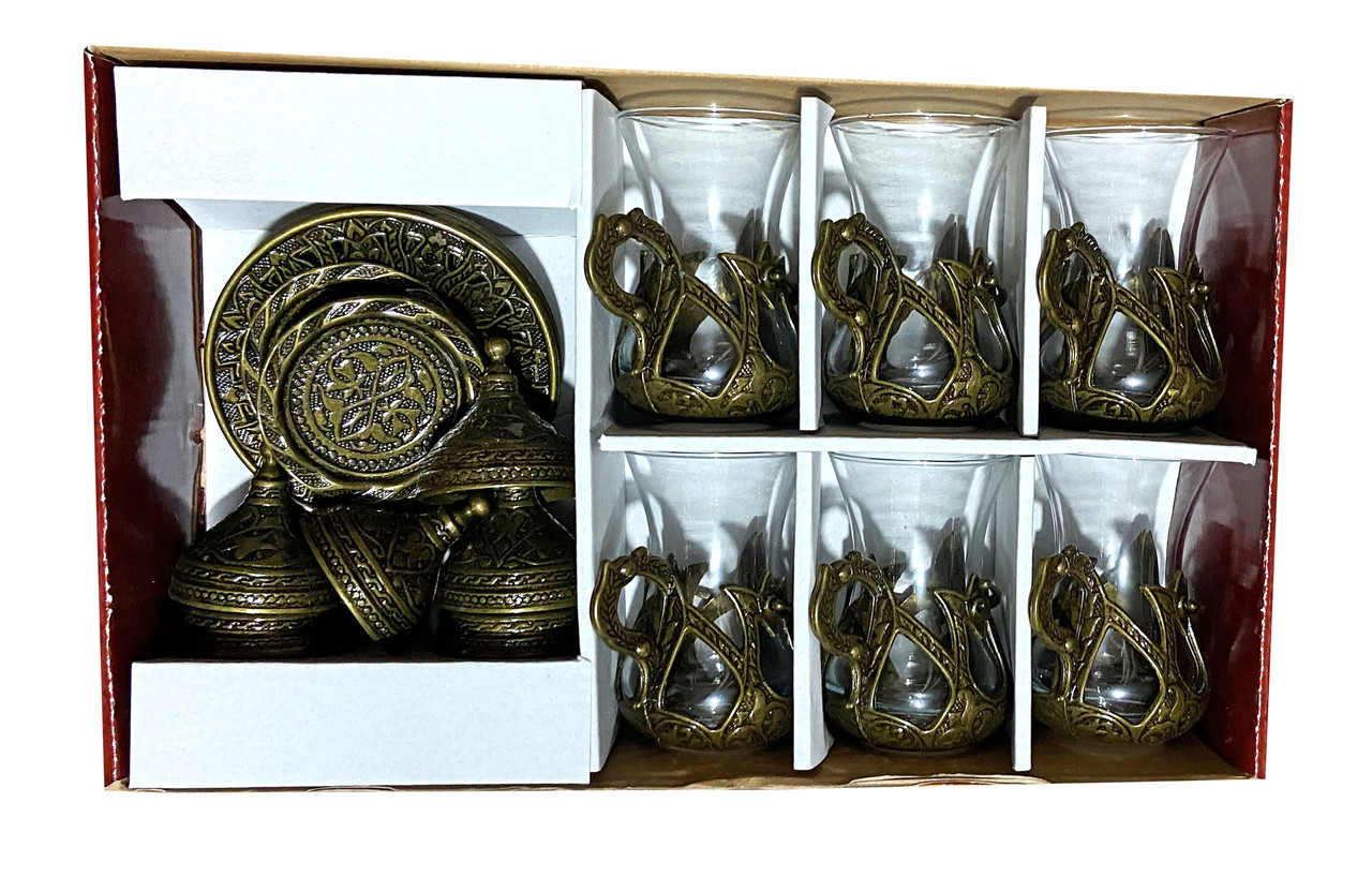 Набір турецьких склянок Армуду для чаю 6 шт. 110 мл, колір: бронза