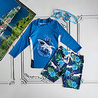 Дитячий синій сонцезахисний купальний костюм для хлопчика