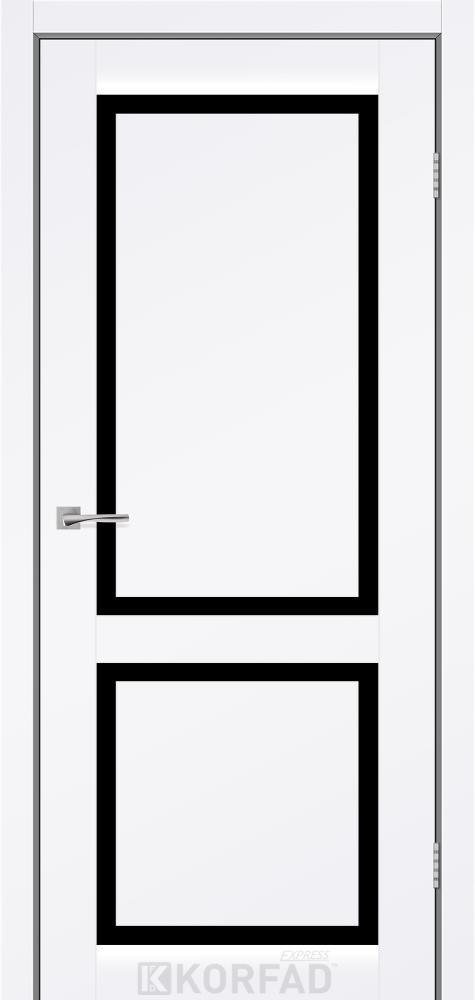 Двері міжкімнатні Korfad Express Nobilis - Білий мат кристал (з чорним склом)