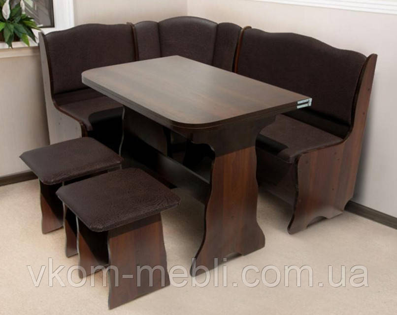Кухонний куточок Гармонія з розкладним столом, горіх темний, фото 1