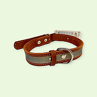 Ошейник кожаный для собак со светоотражающей лентой 25мм/38-50см Collar 02496