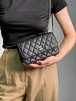 Сумка женская Chanel, женская сумка, модная женская сумка, сумочка Chanel Mini Black Dot, черная женская сумка