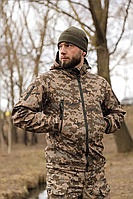 Тактическая демисезонная куртка Soft Shell пиксель Армейская куртка Софтшелл на флисе пиксель