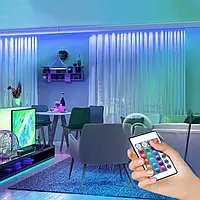 Светодиодная лента многоцветная 3528 RGB 5 м Led c пультом