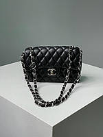 Сумка женская Chanel, женская сумка, модная женская сумка, сумочка Chanel 1.55 Black/Silver,черная сумка