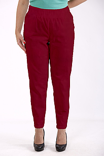 Зручні бордові штани на гумці жіночі літні лляні вільні розміри 42-74. B090-4