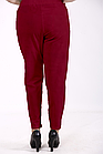 Зручні бордові штани на гумці жіночі літні лляні вільні розміри 42-74. B090-4, фото 4