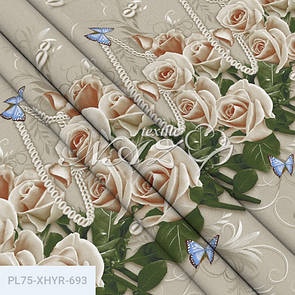 3D Сімейна постільна білизна "Софія" бежеві троянди