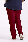 Бордові лляні штани жіночі літні вільні на гумці великого розміру 42-74. b073-4, фото 3