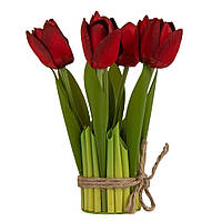 Букет штучних тюльпанів червоного кольору 18 см (7 шт.) тканина