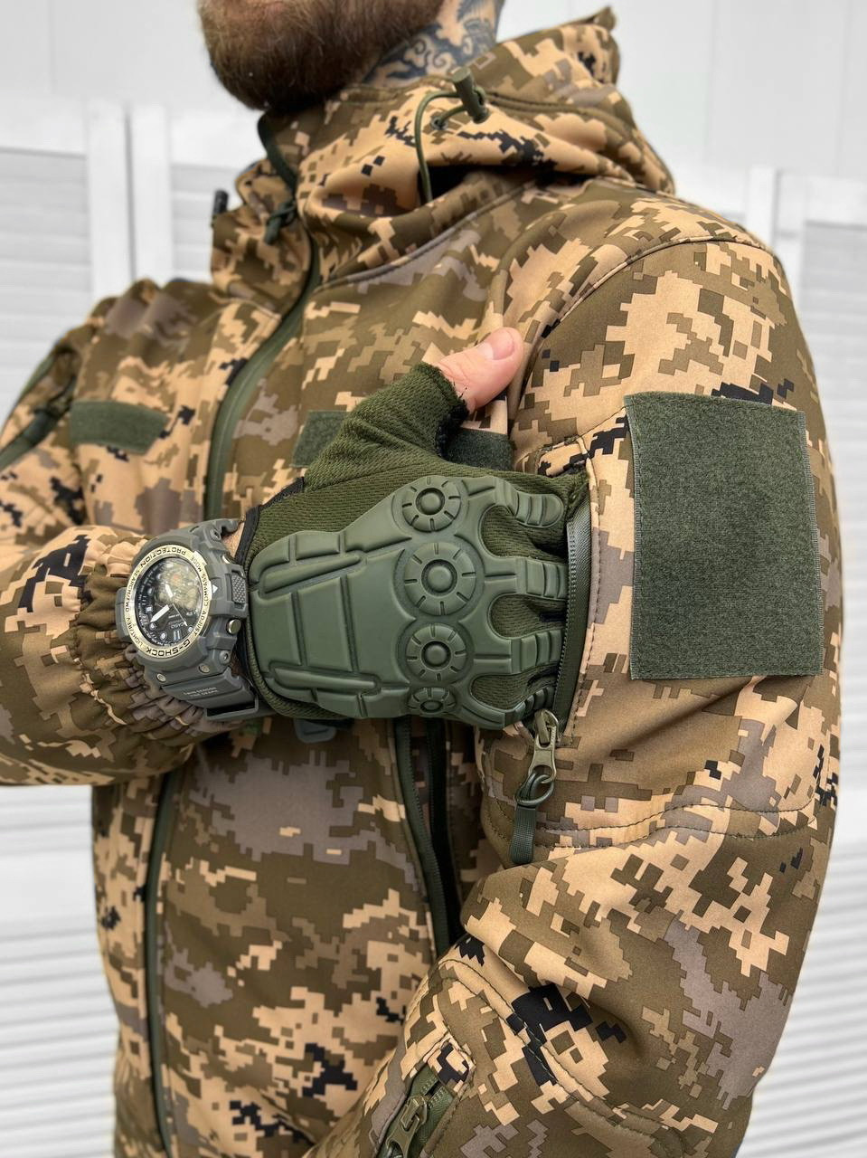 Тактическая куртка пиксель на флисе softshell, Военная куртка пиксель на флисе водоотталкивающая для военных - фото 4 - id-p2137855221