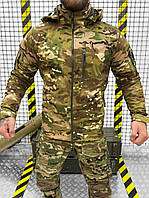 Тактическая водонепроницаемая куртка мультикам на флисе, Военная куртка мультикам софтшел для военных