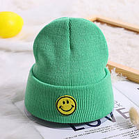 Детская демисезонная шапка для мальчика и девочки, зеленая шапочка для детей
