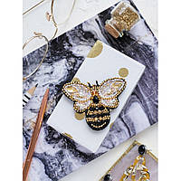 Набор для вышивки бисером украшения Золотая пчелка AD-066 на натуральном Nia-mart