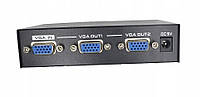 Сплиттер VGA - 2*VGA активный TRY металл БП в комплекте черный