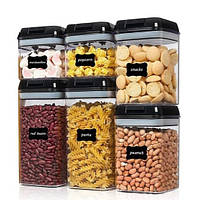 Набір контейнерів для зберігання сипучих продуктів,для круп FOOD Storage Container 6 шт прямокутні і