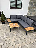 Комплект садових меблів з подушками ВОДОНЕПРОНИКАЮЧИЙ Набір кутовий диван і столик MAS-XL03 сірий Садові меблі, фото 2