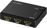 Світч HDMI - 3 port HDMI LogiLink mini HDMI Switch (HD0003) (БП в комплекті) чорний