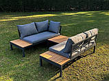 Комплект садових меблів з подушками ВОДОНЕПРОНИКАЮЧИЙ Набір кутовий диван і столик MAS-XL03 сірий Садові меблі, фото 7
