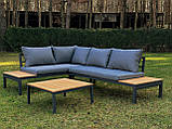 Комплект садових меблів з подушками ВОДОНЕПРОНИКАЮЧИЙ Набір кутовий диван і столик MAS-XL03 сірий Садові меблі, фото 10