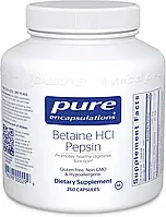 Бетаина гидрохлорид+пепсин, Betaine HCL Pepsin, Pure Encapsulations, 250 капсул (PE-00029)