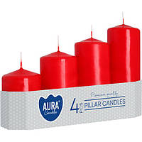 Набор свечей 4шт. цилиндр Bispol AURA Candles Красные (sw50/4-030) Im_275