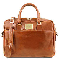 Кожаный портфель для ноутбука с передним карманом Tuscany Leather Urbino TL141241 (Мед) Im_9563