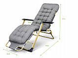 Садовий шезлонг + матрац IdealGarden G-SF02-BK ЧОРНИЙ Лежак до 120кг, фото 9