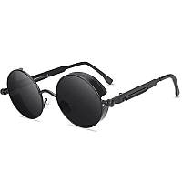 Винтажные солнцезащитные очки Стимпанк черные стильные