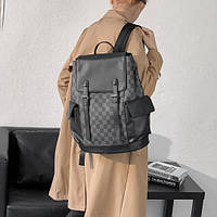 Большой женский городской рюкзак серый клеточка PRO_1600
