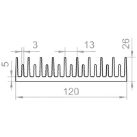 Алюминиевый радиаторный профиль 120х26 без покрытия рифленый