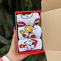 Новинка! Подарочный набор женских новогодних носков 36-41 на 3 пары в коробке.