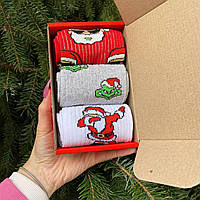 Новинка! Подарочный набор женских новогодних носков 36-41 на 3 пары в коробке.
