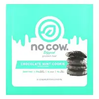 No Cow, протеиновый батончик в глазури, со вкусом шоколадно-мятного печенья, 12 шт. по 60 г (2,12 унции) в